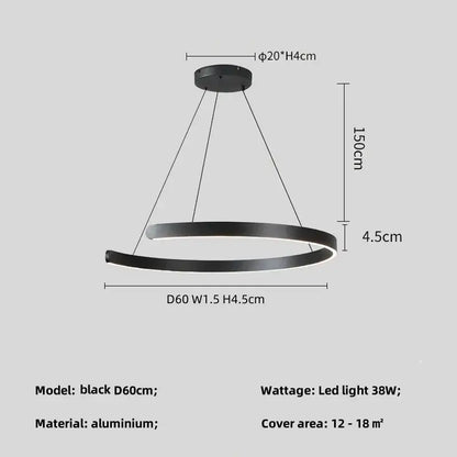 Modern minimalist black led chandelier pendant light for foyer