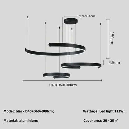 Modern minimalist black led chandelier pendant light for foyer