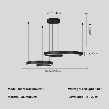 Modern minimalist black led chandelier pendant light for foyer