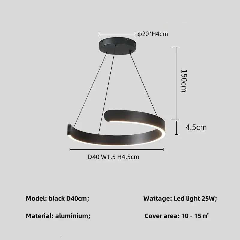 Modern minimalist black led chandelier pendant light for foyer