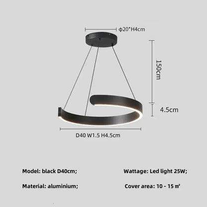 Modern minimalist black led chandelier pendant light for foyer