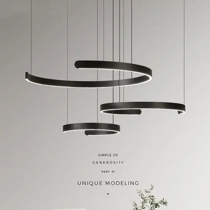 Modern minimalist black led chandelier pendant light for foyer