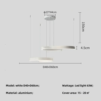 Modern minimalist black led chandelier pendant light for foyer