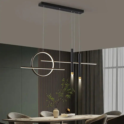 Modern black & gold led chandelier pendant light for dining room