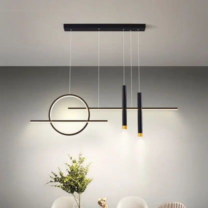 Modern black & gold led chandelier pendant light for dining room