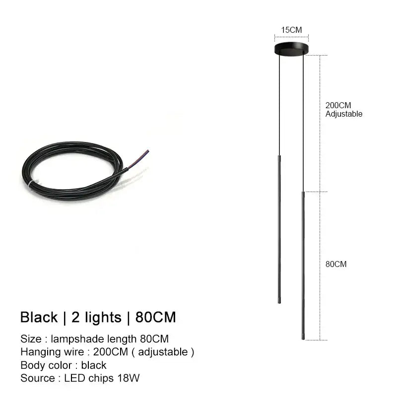 Minimalist black led chandelier pendant lights for dining room