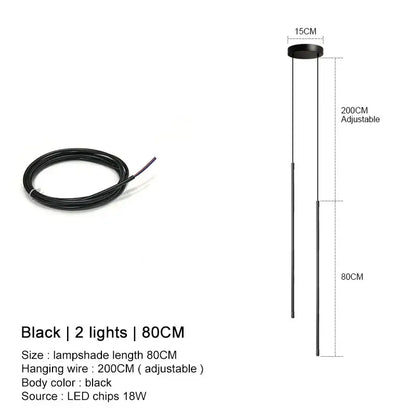 Minimalist black led chandelier pendant lights for dining room