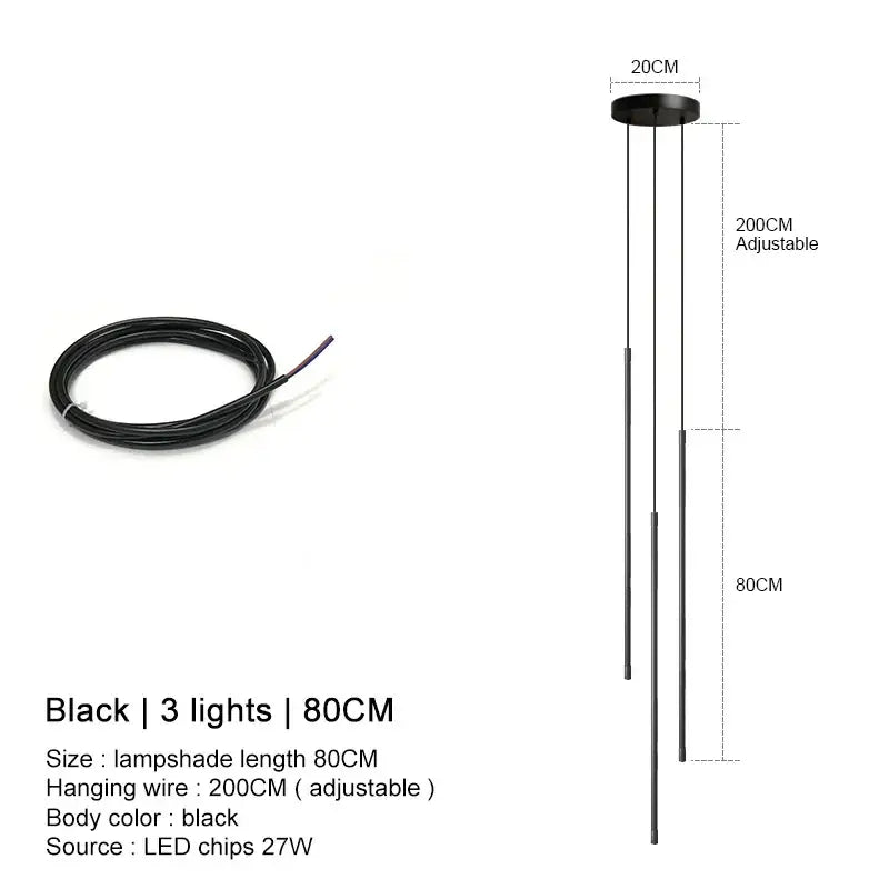 Minimalist black led chandelier pendant lights for dining room