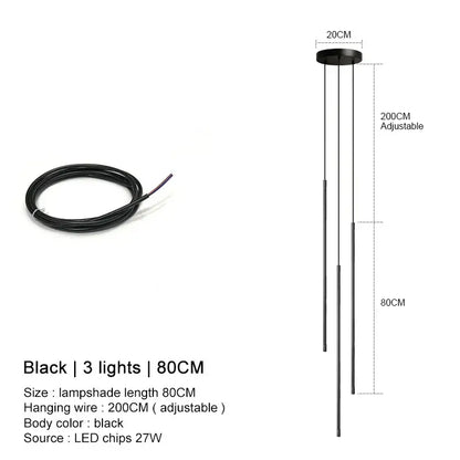 Minimalist black led chandelier pendant lights for dining room