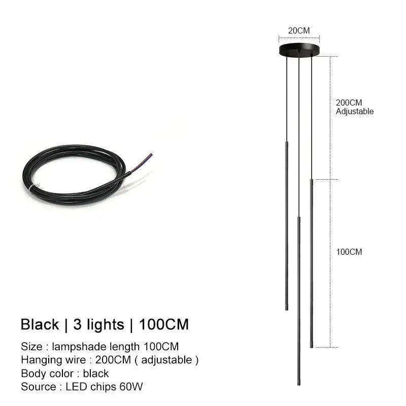 Minimalist black led chandelier pendant lights for dining room