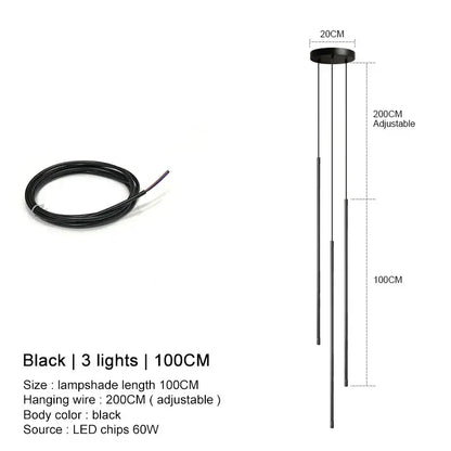 Minimalist black led chandelier pendant lights for dining room