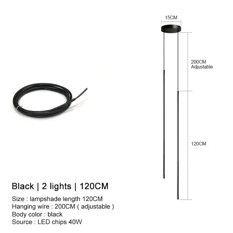 Minimalist black led chandelier pendant lights for dining room