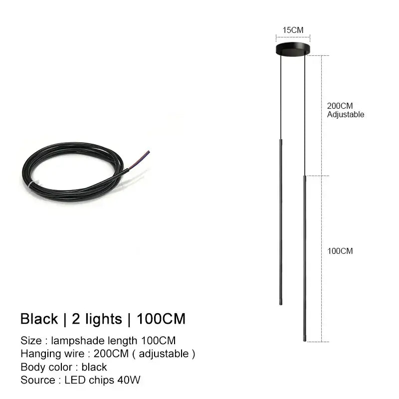 Minimalist black led chandelier pendant lights for dining room
