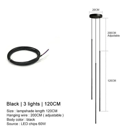 Minimalist black led chandelier pendant lights for dining room