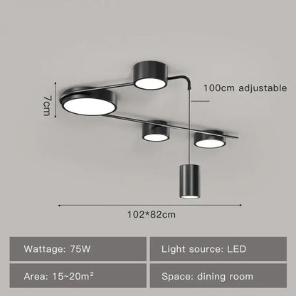 Modern brushed nickel black led chandelier living room