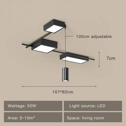 Modern brushed nickel black led chandelier living room
