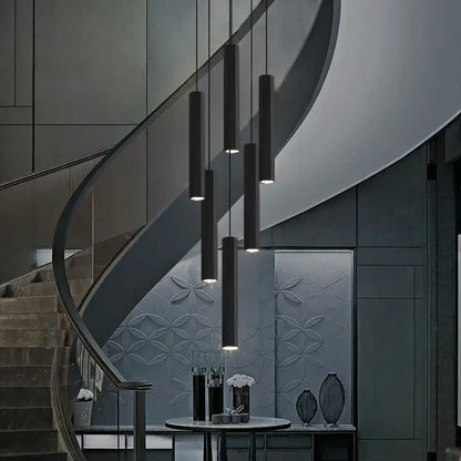 Modern black led crystal staircase chandelier for dining room