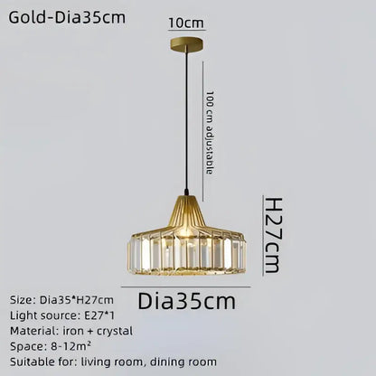 Modern black led pendant chandelier with crystals for dining room