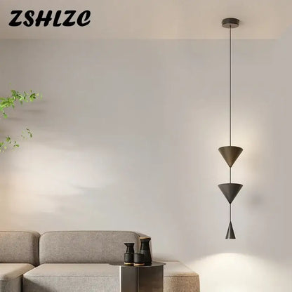 Modern matte bronze triple triangle led pendant – dining room