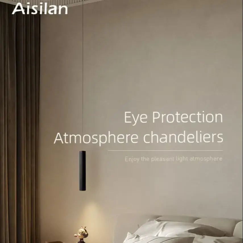Modern black led pendant light living room double anti glare spot