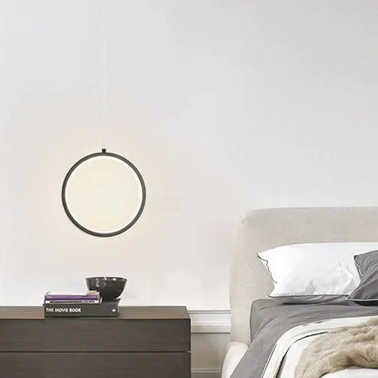 Modern minimalist black led pendant light for bedroom glow