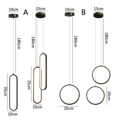 Modern minimalist black led pendant light for bedroom glow