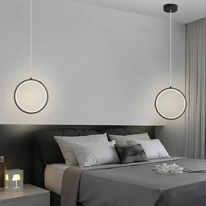 Modern minimalist black led pendant light for bedroom glow