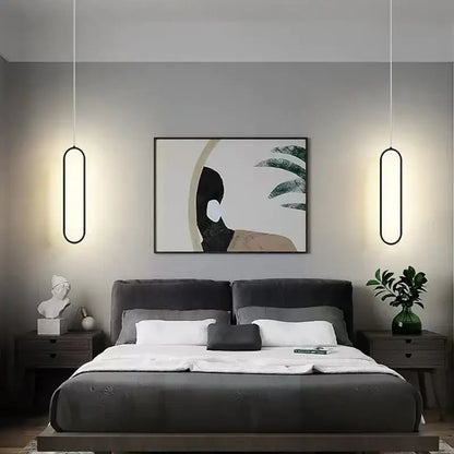 Modern minimalist black led pendant light for bedroom glow