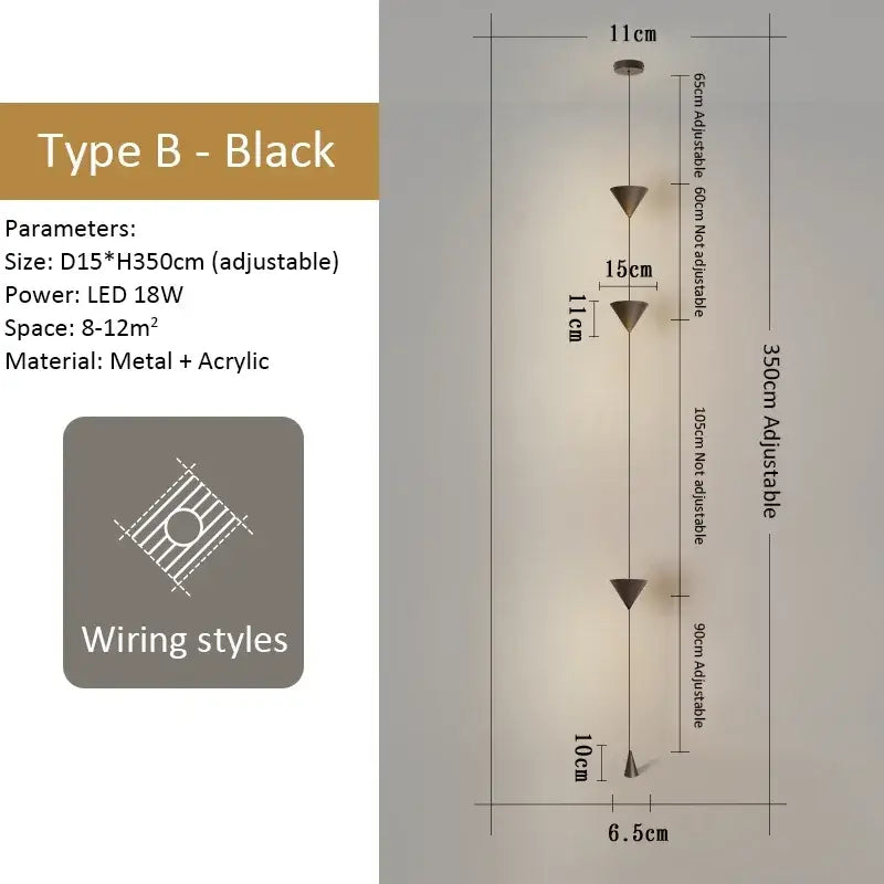 Modern minimalist black led pendant light for living room