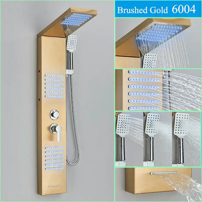 Modern black led shower faucet panel bathroom massage system