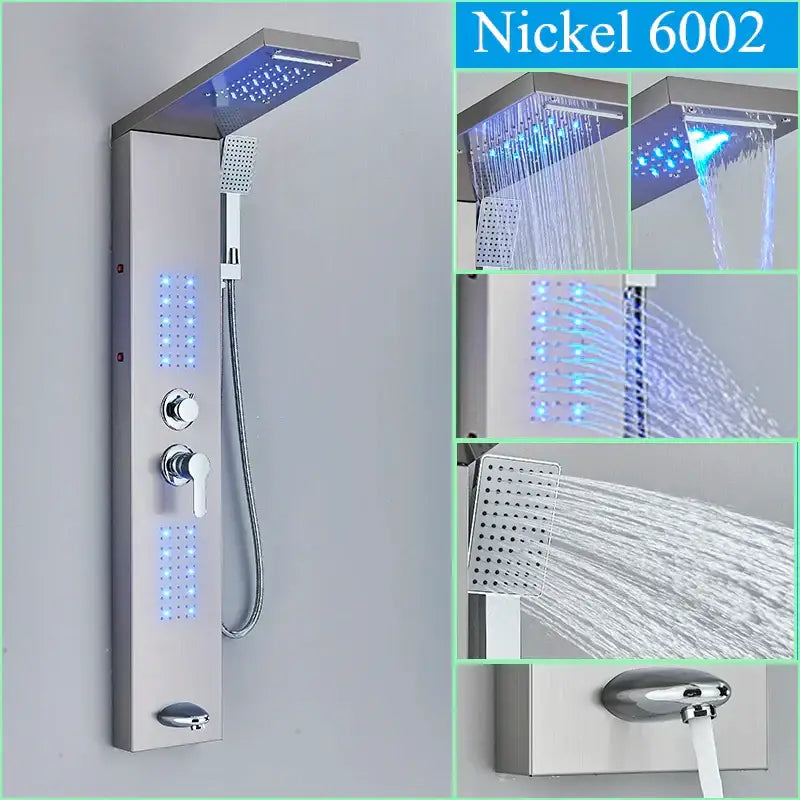 Modern black led shower faucet panel bathroom massage system