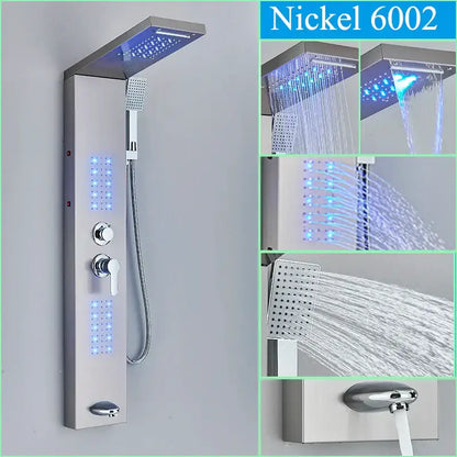 Modern black led shower faucet panel bathroom massage system