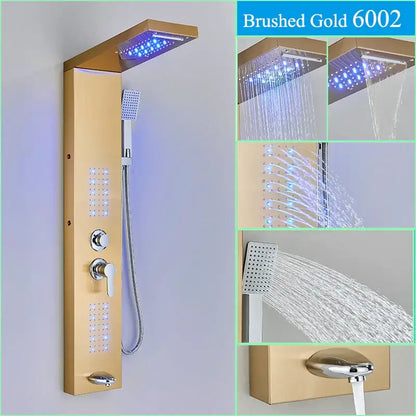 Modern black led shower faucet panel bathroom massage system