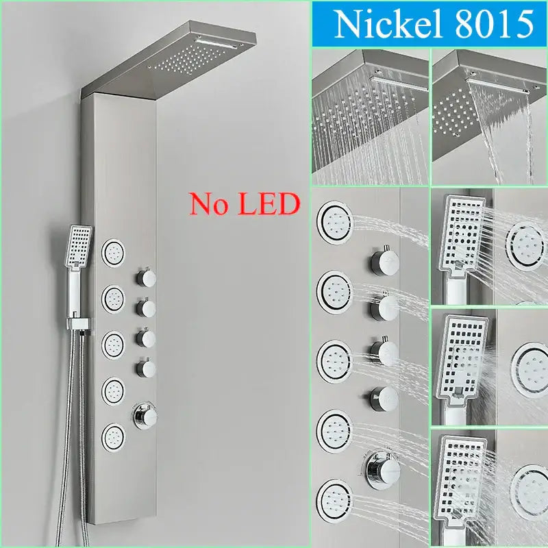 Modern black led shower faucet panel bathroom massage system