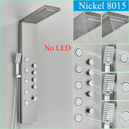 Modern black led shower faucet panel bathroom massage system