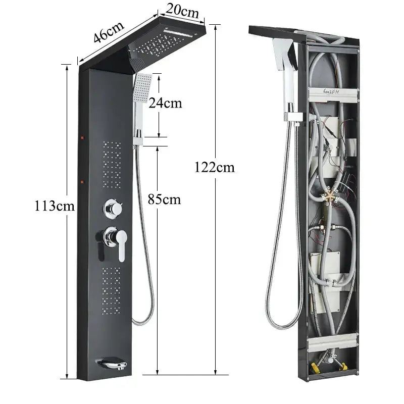 Modern black led shower faucet panel bathroom massage system