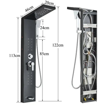 Modern black led shower faucet panel bathroom massage system