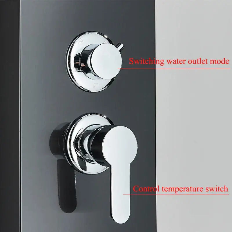 Modern black led shower faucet panel bathroom massage system