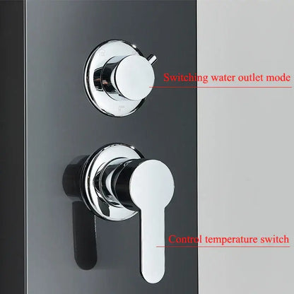 Modern black led shower faucet panel bathroom massage system