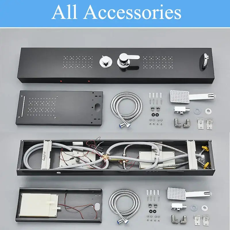 Modern black led shower faucet panel bathroom massage system