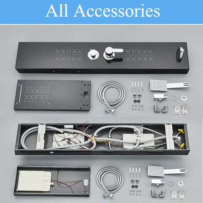 Modern black led shower faucet panel bathroom massage system