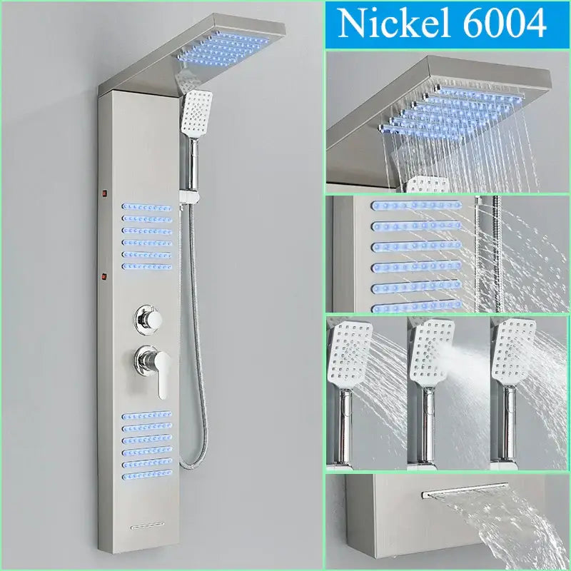 Modern black led shower faucet panel bathroom massage system