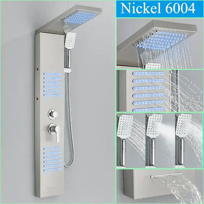 Modern black led shower faucet panel bathroom massage system