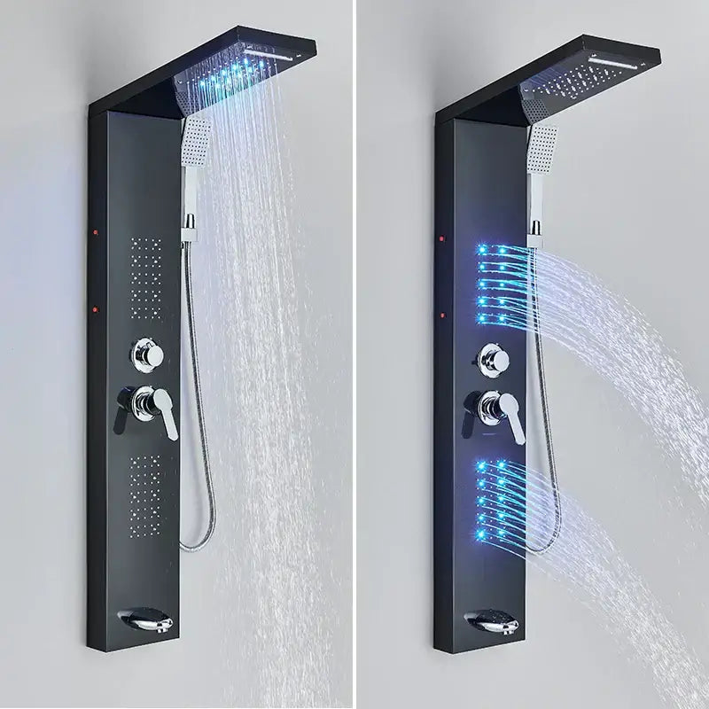 Modern black led shower faucet panel bathroom massage system
