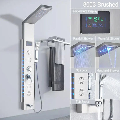 black led shower panel bathroom faucet with blue light