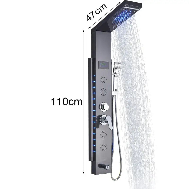 Modern black led shower panel bathroom faucet with 5 functions