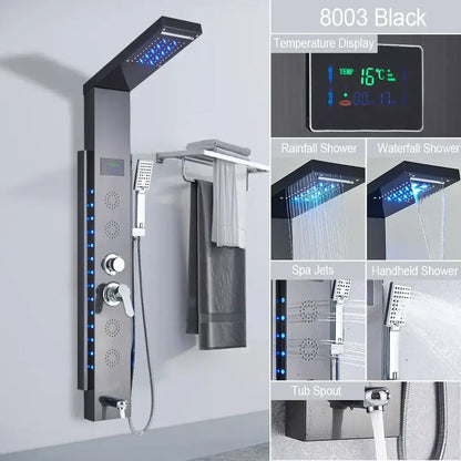 black led shower panel bathroom faucet with blue light