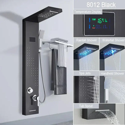 black led shower panel bathroom faucet with blue light