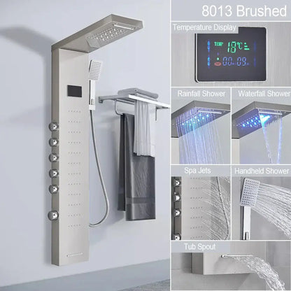 black led shower panel bathroom faucet with blue light