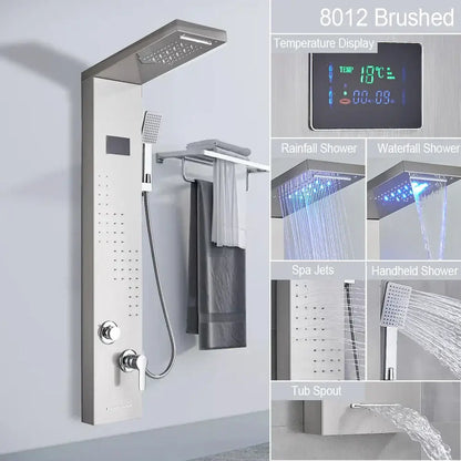 black led shower panel bathroom faucet with blue light